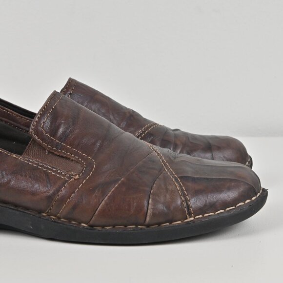 Clarks Bendables Textured Leather Comfy Brown Slip On Loafers Flat US9.5 UK7.5 - Picture 14 of 16